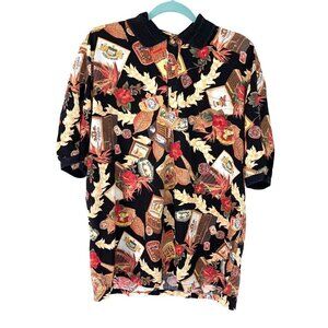 Kalaheo Hawaiian Shirt Mens Size XL Vintage Cigar Pattern Pullover Cotton Rayon